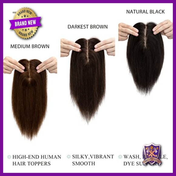 Human Hair Topper 10 Inch Silk Base Clip-in Hairpiece for Thinning Hair main image 6
